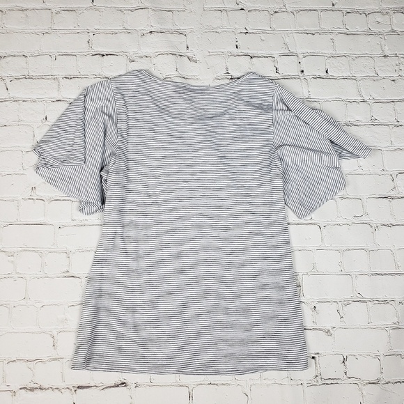 Black & White Striped Flowy Short Sleeve Top - Picture 5 of 9